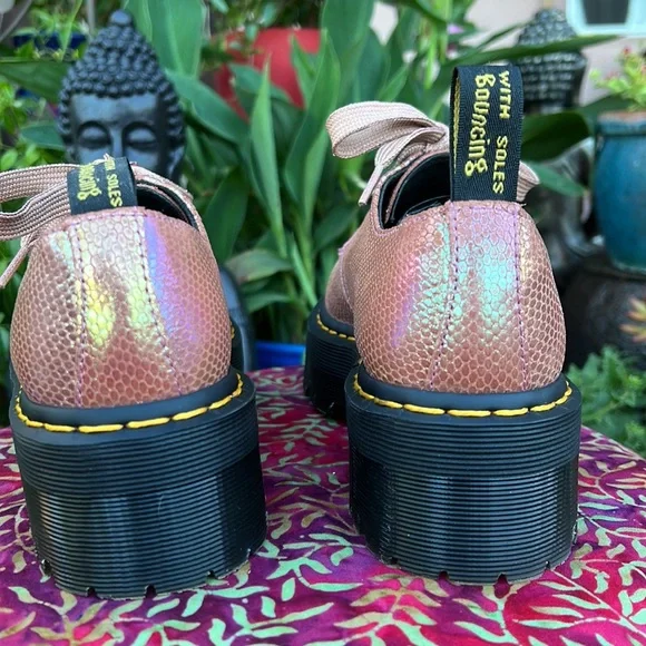 Pink Iridescent Platform Dr. Martens Oxford Loafers - Picture 13 of 17